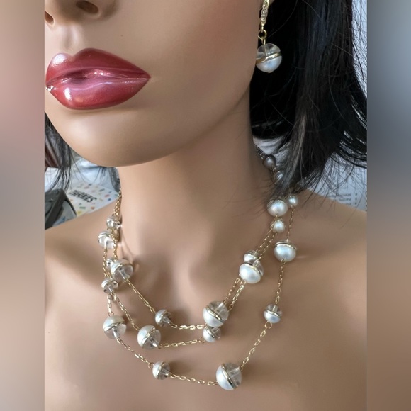 Coldwater Creek 🆕 Demi Bead Illusion earrings/necklace set in CC gift box - Picture 1 of 14